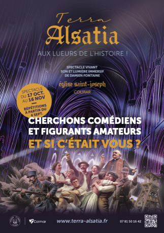Tract recherche de figurants pour le spectacle Terra Alsatia à Colmar